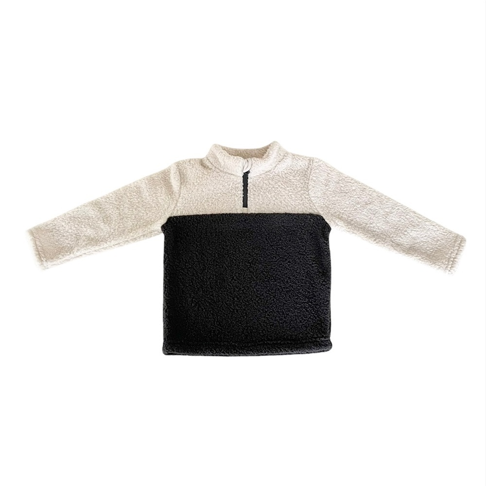 Jumping Beans White & Gray Sherpa Zip Up Pullover Boys 3T